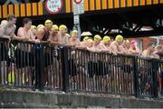 24 August 2013; Swimmers await the start of the 94th Dublin City Liffey Swim. River Liffey, Dublin. Picture credit: Brian Lawless / SPORTSFILE