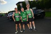 16 May 2023; Competitors from Donadea Running Club, Kildare, before the Bob Heffernan & Mary Hanley 5k Road Race 2023, Round 3 of the Peugeot Race Series, in Enfield, Meath. Photo by Ramsey Cardy/Sportsfile
