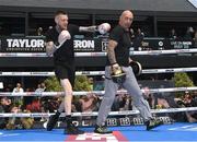 17 May 2023; Gary Cully and trainer Pete Taylor during public workouts, held at Dundrum Town Centre in Dublin, ahead of his lightweight bout with Jose Felix, on May 20th at 3Arena in Dublin. Photo by Stephen McCarthy/Sportsfile