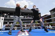 17 May 2023; Gary Cully and trainer Pete Taylor during public workouts, held at Dundrum Town Centre in Dublin, ahead of his lightweight bout with Jose Felix, on May 20th at 3Arena in Dublin. Photo by Stephen McCarthy/Sportsfile
