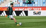 17 May 2023; Freddie Turley of Republic of Ireland warms-up before the UEFA European U17 Championship Final Tournament match between Republic of Ireland and Poland at Hidegkuti Nándor Stadion in Budapest, Hungary. Photo by Laszlo Szirtesi/Sportsfile