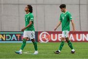 17 May 2023; Jake Grante of Republic of Ireland, left, and Stanley Ashbee after their side's defeat in the UEFA European U17 Championship Final Tournament match between Republic of Ireland and Poland at Hidegkuti Nándor Stadion in Budapest, Hungary. Photo by Laszlo Szirtesi/Sportsfile