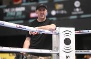 17 May 2023; Packie Collins, trainer to Thomas Carty, during public workouts, held at Dundrum Town Centre in Dublin, ahead of his vacant celtic heavyweight title fight with Jay McFarlane, on May 20th at 3Arena in Dublin. Photo by Stephen McCarthy/Sportsfile