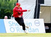 18 May 2023; Ali Frost of Munster Reds during the Rario Inter-Provincial Cup match between Leinster Lightning and Munster Reds at Pembroke Cricket Club in Dublin. Photo by Tyler Miller/Sportsfile