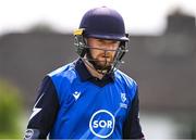 18 May 2023; Mark Donegan of Leinster Lightning leaves the crease during the Rario Inter-Provincial Cup match between Leinster Lightning and Munster Reds at Pembroke Cricket Club in Dublin. Photo by Tyler Miller/Sportsfile