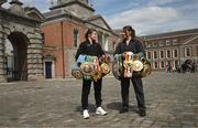18 May 2023; Katie Taylor, left, and Chantelle Cameron during a media conference, held at Dublin Castle, ahead of their undisputed super lightweight championship fight, on May 20th at 3Arena in Dublin. Photo by Stephen McCarthy/Sportsfile