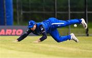 18 May 2023; Lorcan Tucker of Leinster Lightning drops the ball allowing Liam McCarthy of Munster Reds a single run during the Rario Inter-Provincial Cup match between Leinster Lightning and Munster Reds at Pembroke Cricket Club in Dublin. Photo by Tyler Miller/Sportsfile