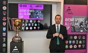 18 May 2023; Speaking at the Avenir Sports All-Island Cup draw at FAI Headquarters in Abbotstown, Dublin is League of Ireland director Mark Scanlon. Photo by Brendan Moran/Sportsfile