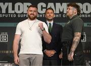 18 May 2023; Thomas Carty, left, and Jay McFarlane with promoter Eddie Hearn during a media conference, held at Dublin Castle, ahead of their vacant celtic heavyweight title fight, on May 20th at 3Arena in Dublin. Photo by Stephen McCarthy/Sportsfile