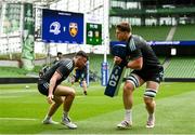 19 May 2023; Hugo Keenan and Joe McCarthy during a Leinster Rugby captain's run at the Aviva Stadium in Dublin. Photo by Harry Murphy/Sportsfile