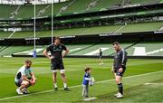 19 May 2023; Contact skills coach Sean O'Brien, Ryan Baird and Cian Healy with his son Beau during a Leinster Rugby captain's run at the Aviva Stadium in Dublin. Photo by Harry Murphy/Sportsfile