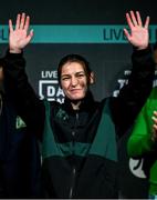 19 May 2023; Katie Taylor during weigh-ins, at Mansion House in Dublin, ahead of her undisputed super lightweight championship fight with Chantelle Cameron, on May 20th at 3Arena in Dublin. Photo by Stephen McCarthy/Sportsfile