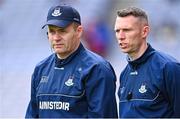 14 May 2023; Dublin manager Dessie Farrell, left, with Dublin selector Darren Daly during the Leinster GAA Football Senior Championship Final match between Dublin and Louth at Croke Park in Dublin. Photo by Piaras Ó Mídheach/Sportsfile