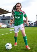 19 May 2023; Cork City mascot Grace Crowley, 12, from Carrigaline before the SSE Airtricity Men's Premier Division match between Cork City and Sligo Rovers at Turner's Cross in Cork. Photo by Stephen Marken