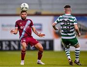 19 May 2023; Luke Heeney of Drogheda United in action against Jack Byrne of Shamrock Rovers during the SSE Airtricity Men's Premier Division match between Shamrock Rovers and Drogheda United at Tallaght Stadium in Dublin. Photo by Piaras Ó Mídheach/Sportsfile