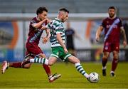 19 May 2023; Jack Byrne of Shamrock Rovers in action against Darragh Markey of Drogheda United during the SSE Airtricity Men's Premier Division match between Shamrock Rovers and Drogheda United at Tallaght Stadium in Dublin. Photo by Piaras Ó Mídheach/Sportsfile