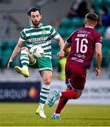 19 May 2023; Richie Towell of Shamrock Rovers in action against Dayle Rooney of Drogheda United during the SSE Airtricity Men's Premier Division match between Shamrock Rovers and Drogheda United at Tallaght Stadium in Dublin. Photo by Piaras Ó Mídheach/Sportsfile