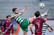 19 May 2023; Lee Grace of Shamrock Rovers in action against Darragh Markey of Drogheda United during the SSE Airtricity Men's Premier Division match between Shamrock Rovers and Drogheda United at Tallaght Stadium in Dublin. Photo by Piaras Ó Mídheach/Sportsfile