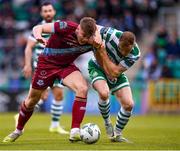 19 May 2023; Sean Hoare of Shamrock Rovers in action against Freddie Draper of Drogheda United during the SSE Airtricity Men's Premier Division match between Shamrock Rovers and Drogheda United at Tallaght Stadium in Dublin. Photo by Piaras Ó Mídheach/Sportsfile