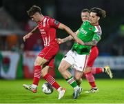 19 May 2023; Niall Morahan of Sligo Rovers in action against Ruairi Keating of Cork City during the SSE Airtricity Men's Premier Division match between Cork City and Sligo Rovers at Turner's Cross in Cork. Photo by Stephen Marken/Sportsfile