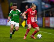 19 May 2023; John Brannefalk of Sligo Rovers in action against Aaron Bolger of Cork City during the SSE Airtricity Men's Premier Division match between Cork City and Sligo Rovers at Turner's Cross in Cork. Photo by Stephen Marken/Sportsfile