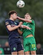 19 May 2023; Luka Lovic of Bray Wanderers in action against Ronan Teahan of Kerry FC during the SSE Airtricity Men's First Division match between Kerry and Bray Wanderers at Mounthawk Park in Tralee, Kerry. Photo by Michael P Ryan/Sportsfile