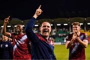 19 May 2023; Drogheda United head coach Daire Doyle celebrates after his side's victory in the SSE Airtricity Men's Premier Division match between Shamrock Rovers and Drogheda United at Tallaght Stadium in Dublin. Photo by Piaras Ó Mídheach/Sportsfile