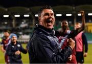 19 May 2023; Drogheda United manager Kevin Doherty celebrates after his side's victory in the SSE Airtricity Men's Premier Division match between Shamrock Rovers and Drogheda United at Tallaght Stadium in Dublin. Photo by Piaras Ó Mídheach/Sportsfile