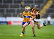 20 May 2023; Michael Collins of Clare in action against Rory Garrett of Kilkenny during the Electric Ireland GAA Hurling All-Ireland Minor Championship Semi-Final match between Clare and Kilkenny at FBD Semple Stadium in Thurles, Tipperary. Photo by Stephen Marken/Sportsfile
