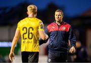 19 May 2023; St Patrick's Athletic interim manager Jon Daly and Jay McGrath after the SSE Airtricity Men's Premier Division match between Shelbourne and St Patrick's Athletic at Tolka Park in Dublin. Photo by Stephen McCarthy/Sportsfile