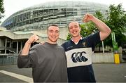 20 May 2023; Former Leinster player Dan Leavy, right, and his brother Adam before the Heineken Champions Cup Final match between Leinster and La Rochelle at Aviva Stadium in Dublin. Photo by Ramsey Cardy/Sportsfile