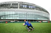 20 May 2023; Leinster supporters Dillon Ryan and Liam O'Callaghan, both aged eight, before the Heineken Champions Cup final match between Leinster and La Rochelle at the Aviva Stadium in Dublin. Photo by Harry Murphy/Sportsfile