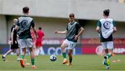 20 May 2023; Mason Melia of Republic of Ireland, centre, warms-up before the UEFA European U17 Championship Final Tournament match between Republic of Ireland and Wales at Pancho Aréna in Felcsút, Hungary. Photo by David Balogh/Sportsfile