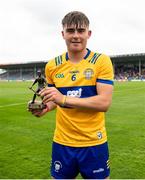 20 May 2023; Pictured is James Hegarty from Clare with the Electric Ireland Player of the Match award following his performance in the Electric Ireland GAA Hurling All-Ireland Minor Championship Semi-Final. Photo by Stephen Marken/Sportsfile