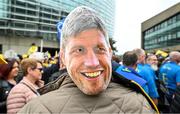 20 May 2023; A supporter wears a mask of La Rochelle head coach Ronan O'Gara before the Heineken Champions Cup Final match between Leinster and La Rochelle at Aviva Stadium in Dublin. Photo by Ramsey Cardy/Sportsfile