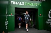 20 May 2023; Ciarán Frawley of Leinster walks the pitch before the Heineken Champions Cup Final match between Leinster and La Rochelle at Aviva Stadium in Dublin. Photo by Harry Murphy/Sportsfile
