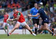 20 May 2023; Jordan Flynn of Mayo in action against Graham O'Sullivan of Kerry during the GAA Football All-Ireland Senior Championship Round 1 match between Kerry and Mayo at Fitzgerald Stadium in Killarney, Kerry. Photo by Piaras Ó Mídheach/Sportsfile