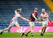 20 May 2023; Jason Rabbitte of Galway shoots to score his side's first goal during the Electric Ireland GAA Hurling All-Ireland Minor Championship Semi-Final match between Galway and Cork at FBD Semple Stadium in Thurles, Tipperary. Photo by Stephen Marken/Sportsfile