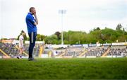 13 May 2023; Laois manager Billy Sheehan during the Tailteann Cup Group 1 Round 1 match between Cavan and Laois at Kingspan Breffni in Cavan. Photo by Stephen McCarthy/Sportsfile