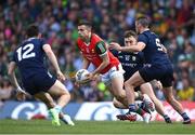 20 May 2023; Jason Doherty of Mayo in action against Kerry players, from left, Paudie Clifford, Dara Moynihan and Graham O'Sullivan during the GAA Football All-Ireland Senior Championship Round 1 match between Kerry and Mayo at Fitzgerald Stadium in Killarney, Kerry. Photo by Piaras Ó Mídheach/Sportsfile