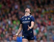 20 May 2023; David Clifford of Kerry reacts after a second half missed goal chance during the GAA Football All-Ireland Senior Championship Round 1 match between Kerry and Mayo at Fitzgerald Stadium in Killarney, Kerry. Photo by Piaras Ó Mídheach/Sportsfile