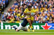 20 May 2023; Jonathan Danty of La Rochelle is tackled by Robbie Henshaw of Leinster during the Heineken Champions Cup Final match between Leinster and La Rochelle at Aviva Stadium in Dublin. Photo by Brendan Moran/Sportsfile
