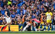 20 May 2023; James Ryan of Leinster receives medical attention during the Heineken Champions Cup Final match between Leinster and La Rochelle at Aviva Stadium in Dublin. Photo by Brendan Moran/Sportsfile