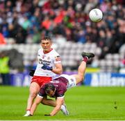 20 May 2023; Conn Kilpatrick of Tyrone in action against John Maher of Galway during the GAA Football All-Ireland Senior Championship Round 1 match between Galway and Tyrone at Pearse Stadium in Galway. Photo by Ray Ryan/Sportsfile