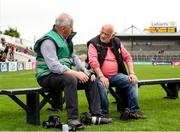 20 May 2023; Photographers Des Pearson, left, and willie Dempsey await teams to arrive for the team photographs before the Leinster GAA Hurling Senior Championship Round 4 match between Kilkenny and Dublin at UPMC Nowlan Park in Kilkenny. Photo by Michael P Ryan/Sportsfile