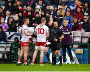 20 May 2023; Referee David Gough shows a red card to Frank Burns of Tyrone during the GAA Football All-Ireland Senior Championship Round 1 match between Galway and Tyrone at Pearse Stadium in Galway. Photo by Ray Ryan/Sportsfile