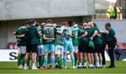 20 May 2023; Republic of Ireland players and management after their side's victory in the UEFA European U17 Championship Final Tournament match between Republic of Ireland and Wales at Pancho Aréna in Felcsút, Hungary. Photo by David Balogh/Sportsfile