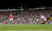 20 May 2023; Mayo goalkeeper Colm Reape saves a second half shot on goal from David Clifford of Kerry, not pictured, during the GAA Football All-Ireland Senior Championship Round 1 match between Kerry and Mayo at Fitzgerald Stadium in Killarney, Kerry. Photo by Piaras Ó Mídheach/Sportsfile