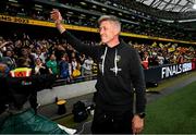 20 May 2023; La Rochelle head coach Ronan O'Gara celebrates after the Heineken Champions Cup Final match between Leinster and La Rochelle at Aviva Stadium in Dublin. Photo by Ramsey Cardy/Sportsfile