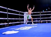20 May 2023; Paddy Donovan celebrates victory over Sam O'Maison during their welterweight bout at the 3Arena in Dublin. Photo by Stephen McCarthy/Sportsfile